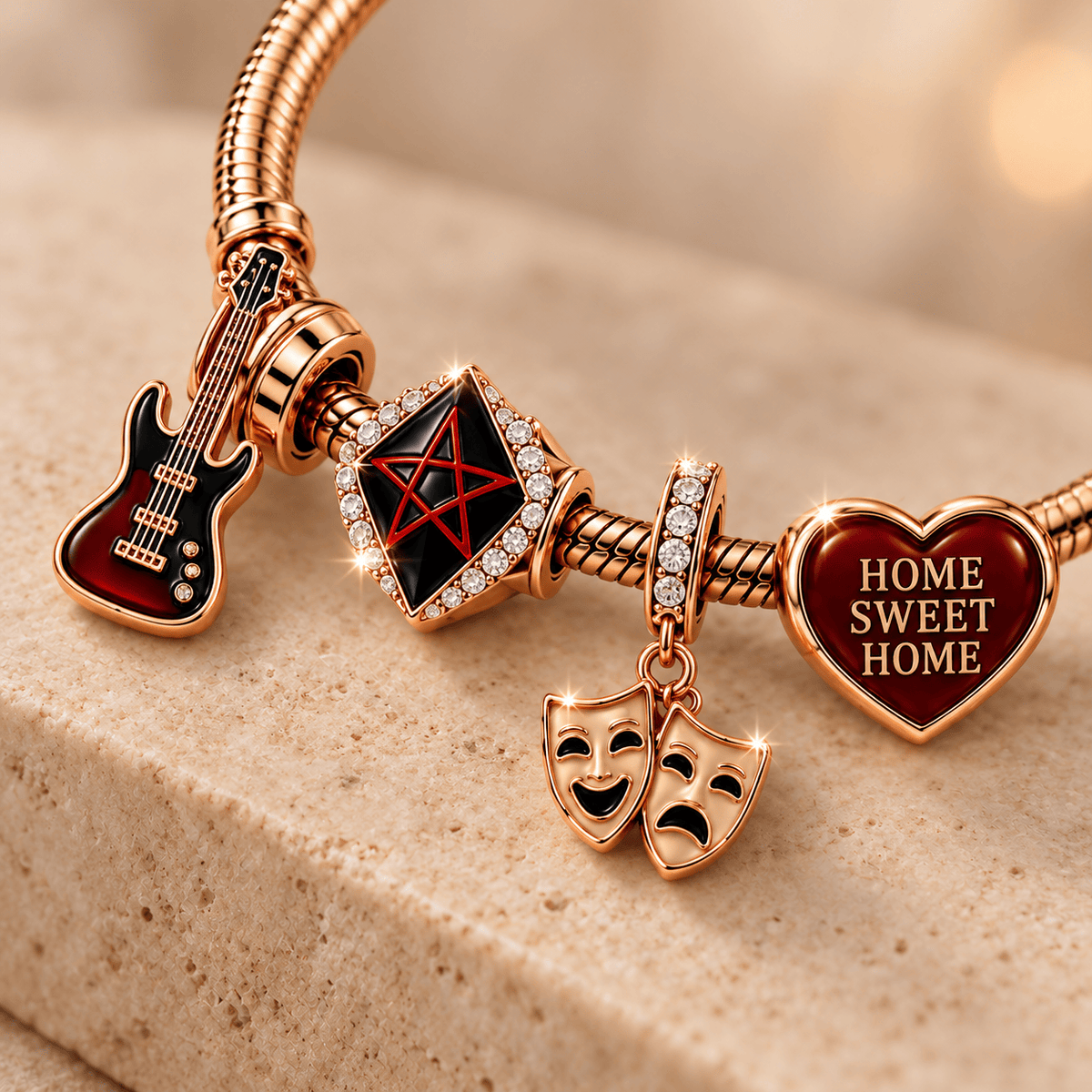 MTLC Rose Gold Charm Bracelet Set TTTT