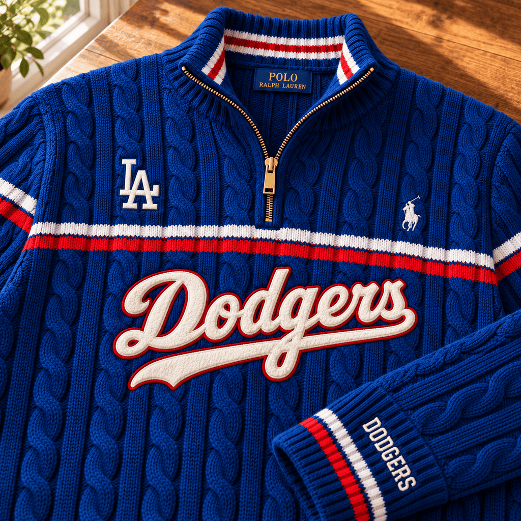 LAD PREMIUM Varsity Cable-Knit Quarter-Zip Sweater NHVH